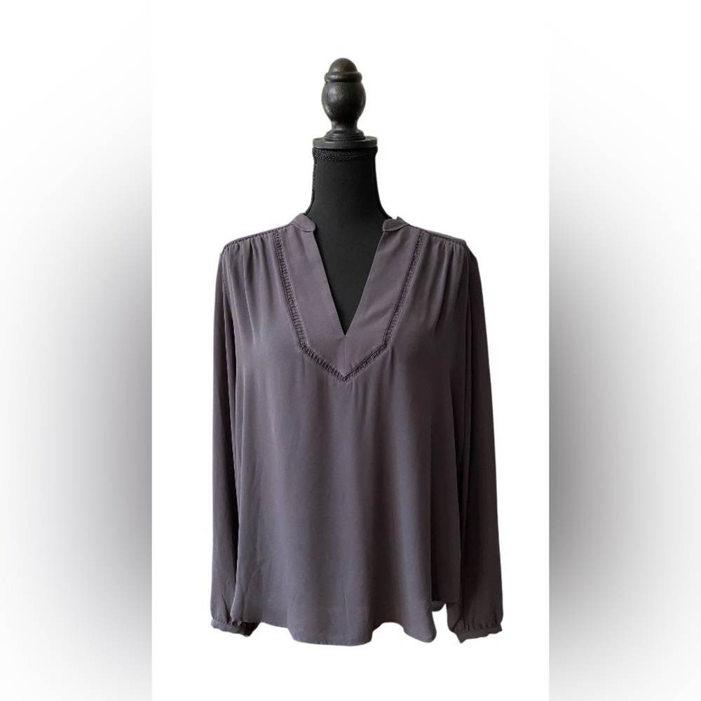 LOFT: Charcoal Gray V Neck Blouse
